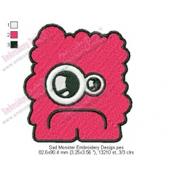 Sad Monster Embroidery Design